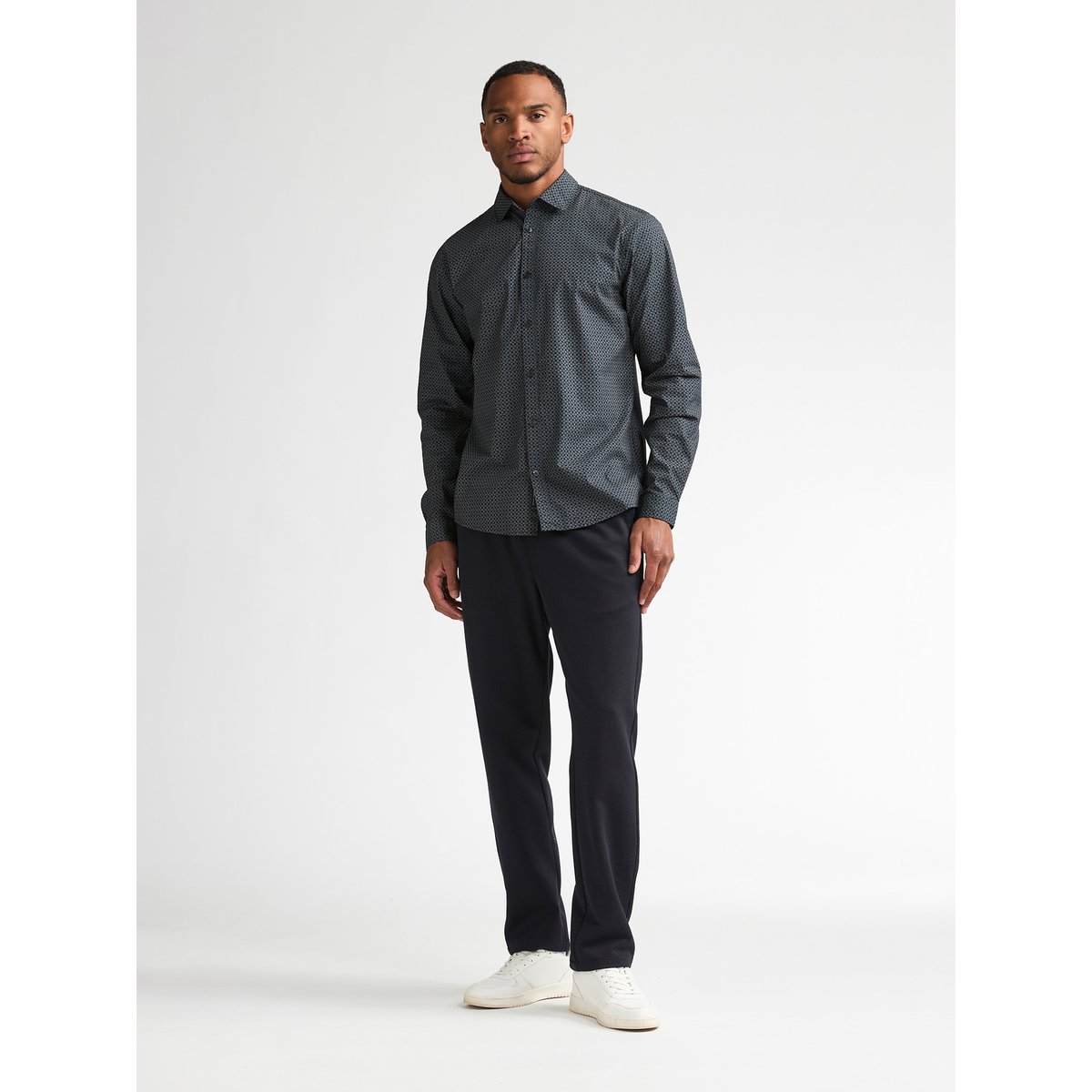 Chemise slim à petits motifs steelworks bleu royal navy, PETROL INDUSTRIES
