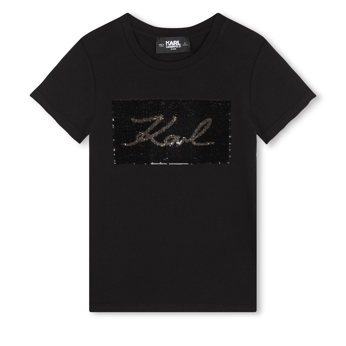 T-shirt orné de sequins réversibles black, KARL LAGERFELD KIDS