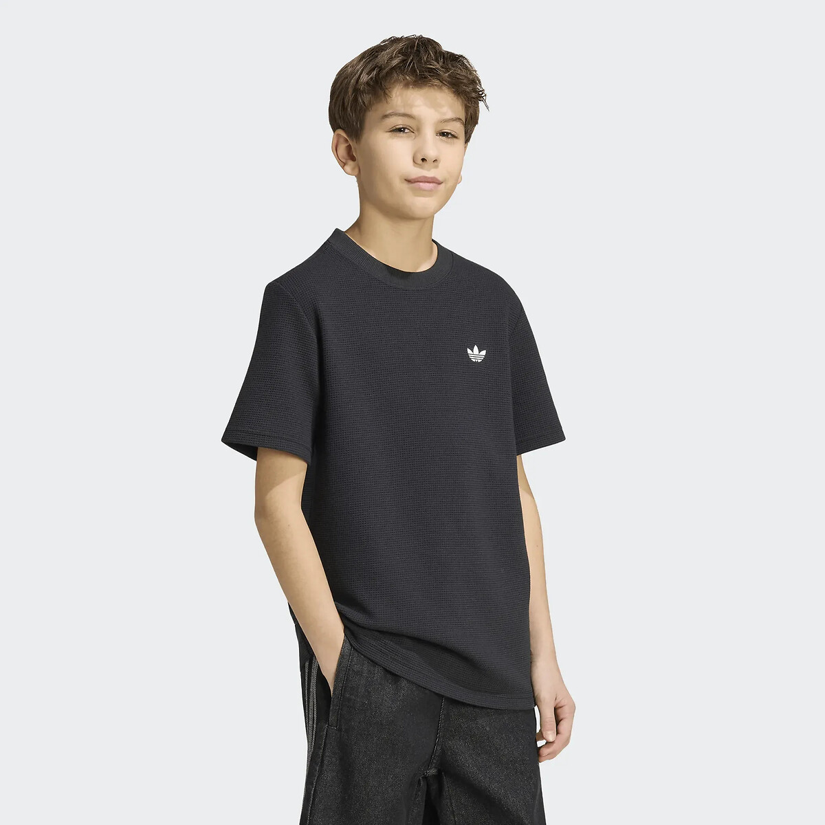 T-shirt manches courtes, en maille gaufrée noir, adidas Originals