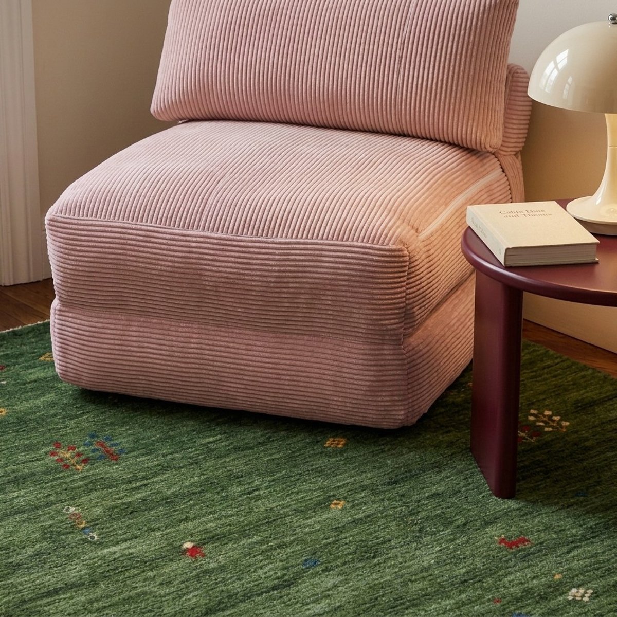 Fauteuil convertible compressé velours NYX rose, BAÏTA