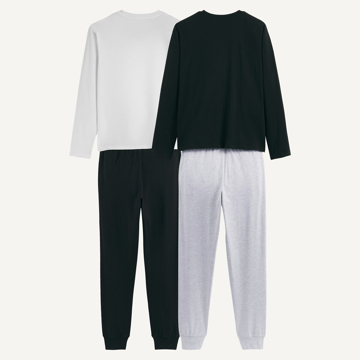 Lot de 2 pyjamas, manches longues, en coton, thème surf noir/blanc/gris, LA REDOUTE COLLECTIONS
