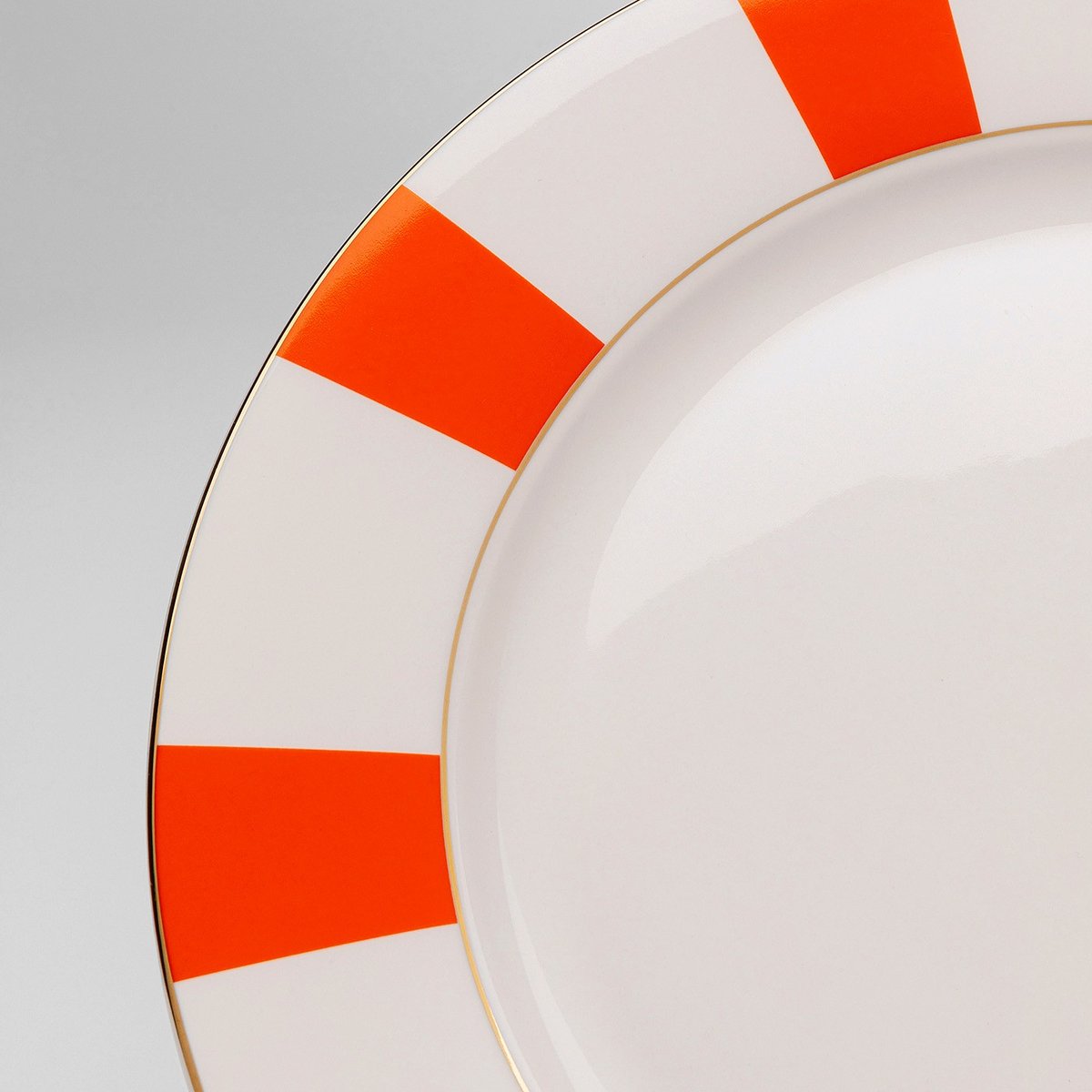 Lot de 6 assiettes bord rayé, HARLEQUIN orange, KARE DESIGN