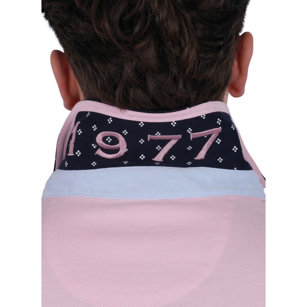 Polo en coton rose uni pourvu d'une coupe droite et d'un col boutonné rose, RUCKFIELD