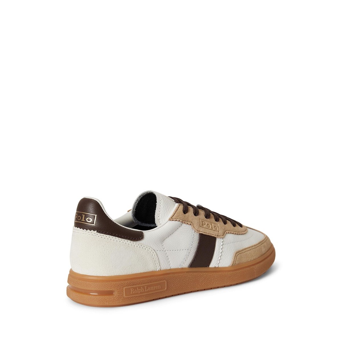 Baskets en cuir suède BEDFORD blanc/marron, POLO RALPH LAUREN