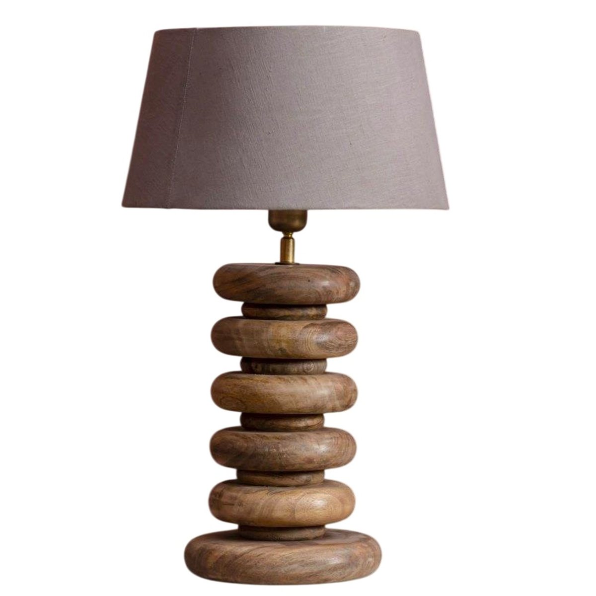 Lampe à poser en bois de mangue et abat-jour gris 34x34x53cm bois, WADIGA