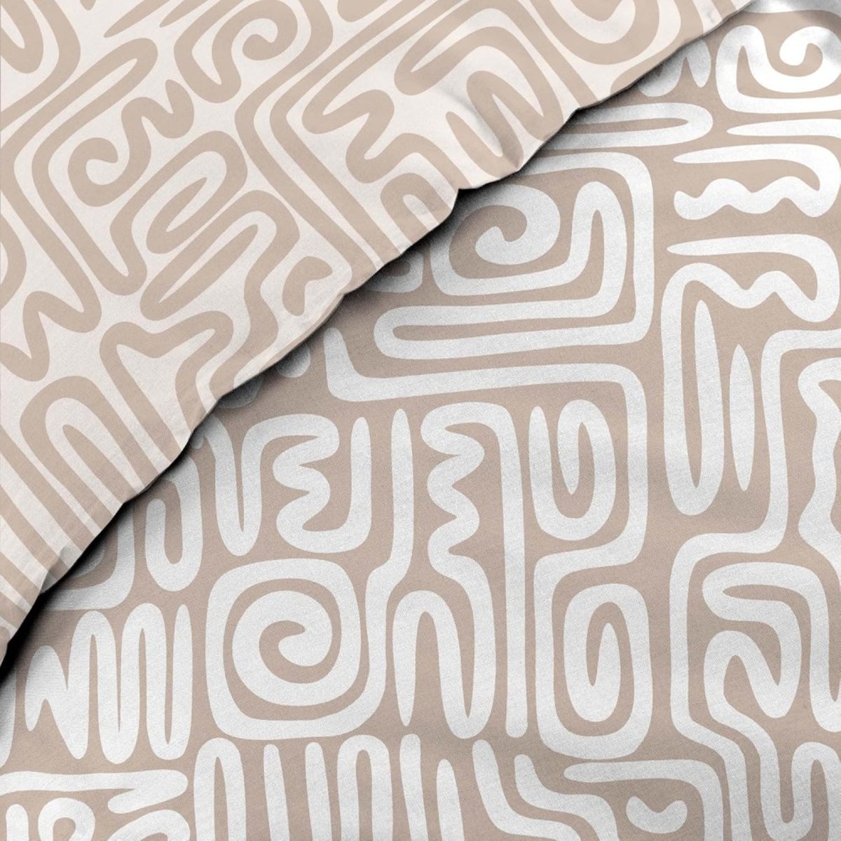 Housse de couette 240x220 + 2 taies 100% coton beige, DECORATIE