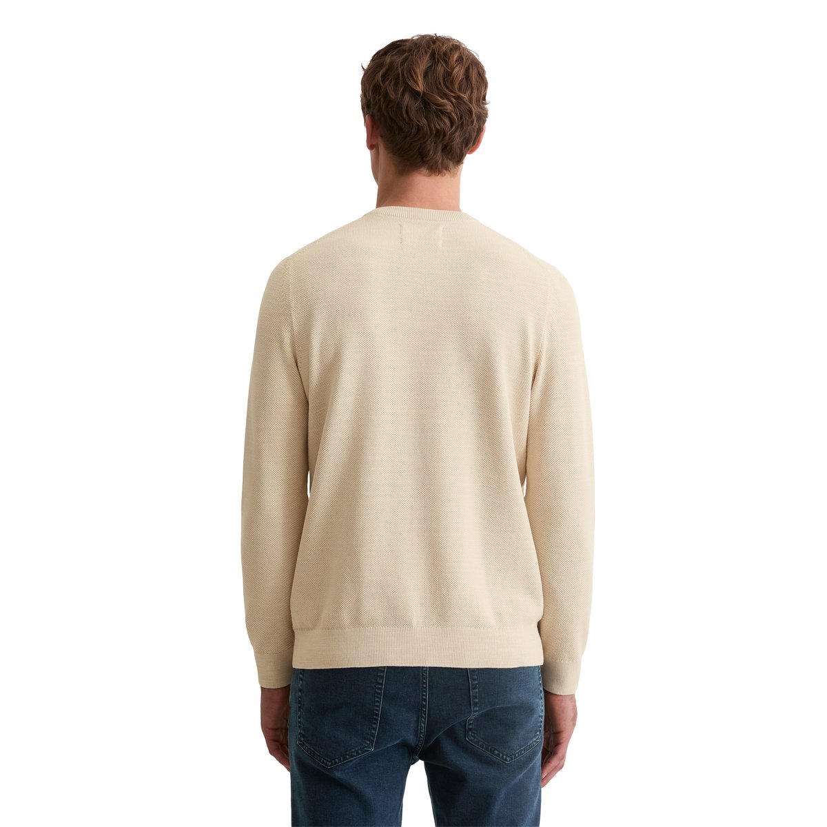 Pull-over regular avec une structure finement piquée beige, MARC O'POLO