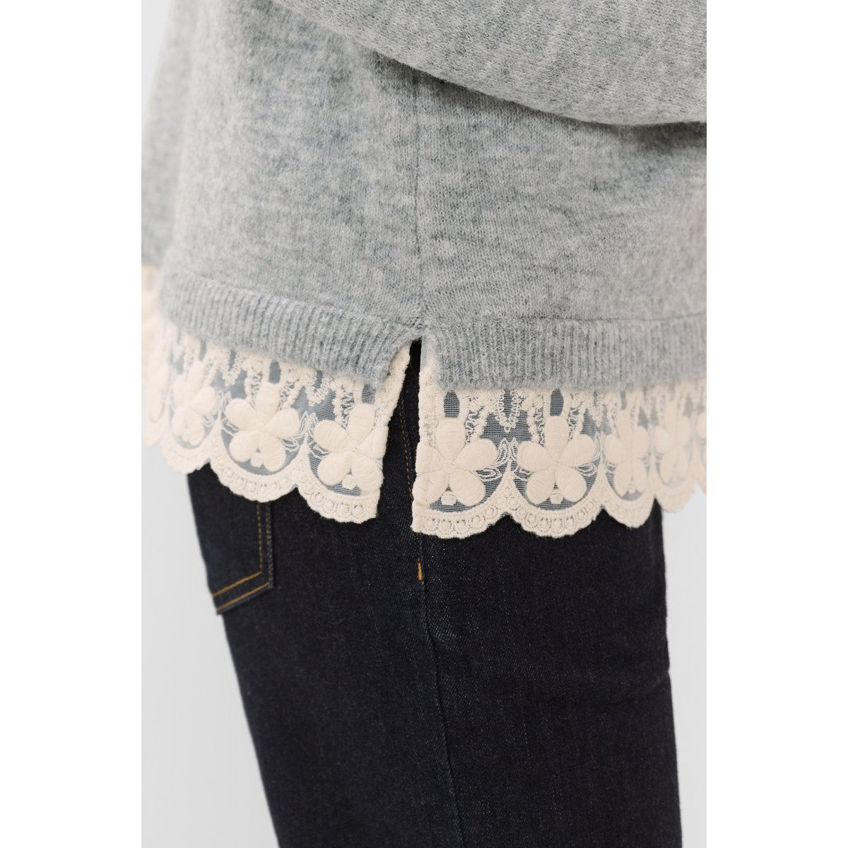 Pullover tricoté gris mid grey melange, CULTURE