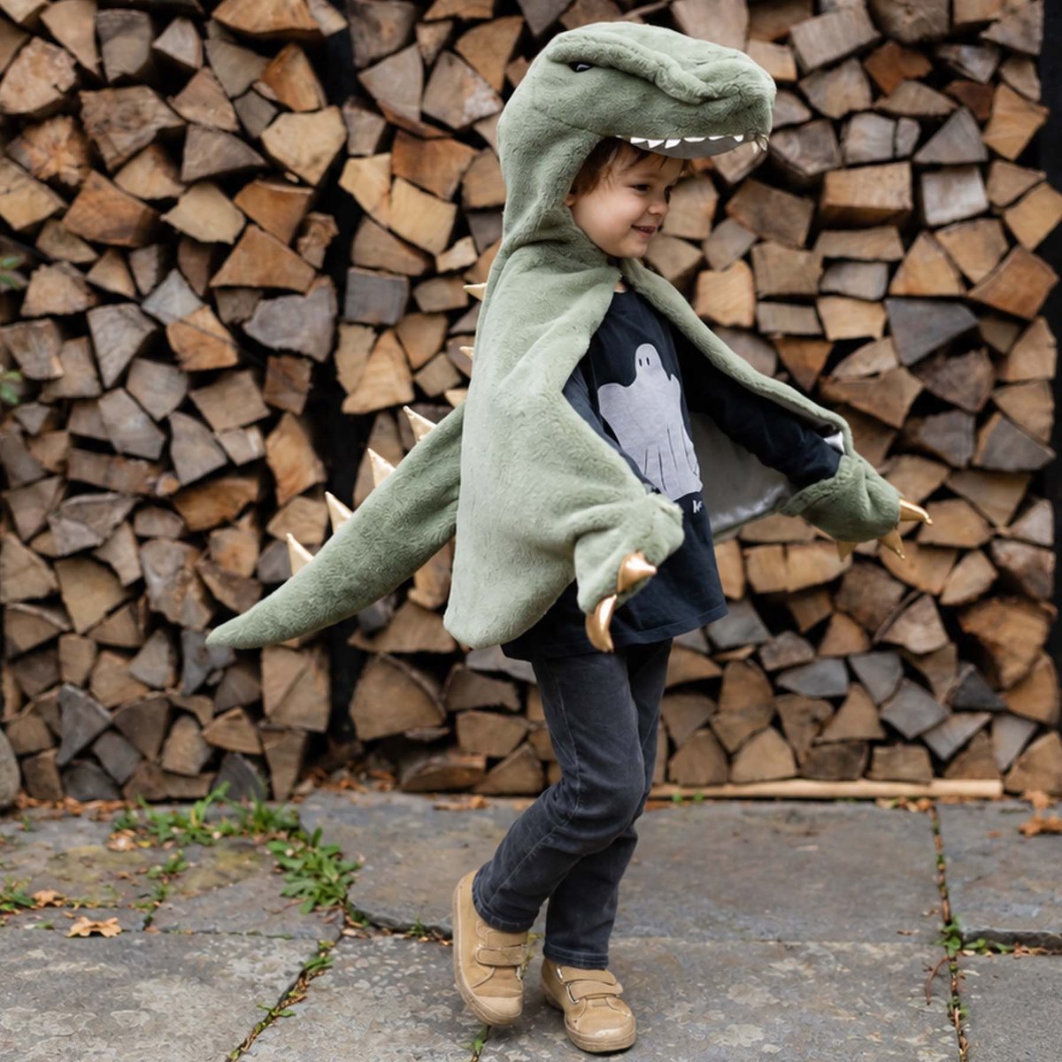 Déguisement enfant cape dinosaure T Rex toute douce vert, GREAT PRETENDERS