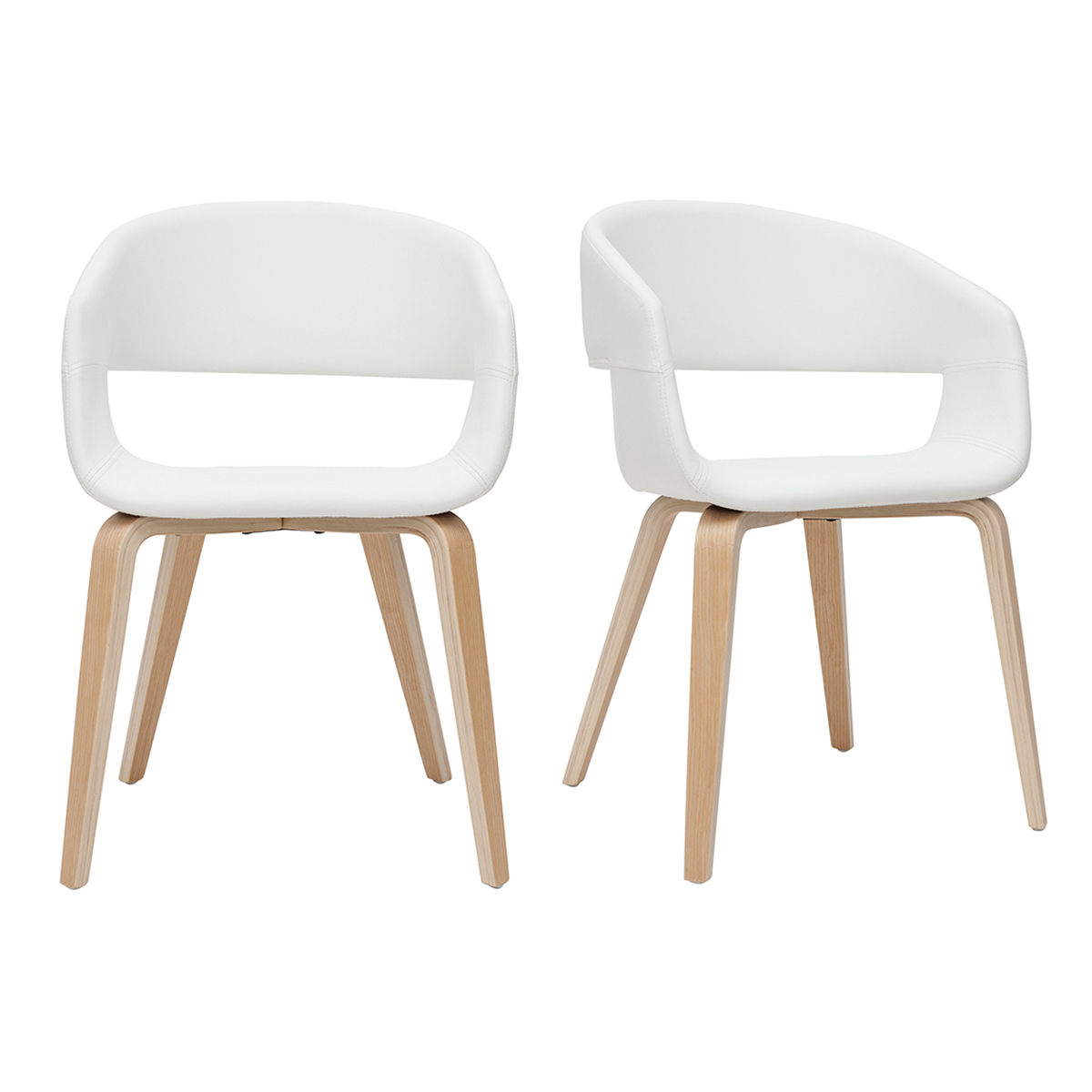 Chaises design pieds bois (lot de 2) SLAM bois clair / blanc, MILIBOO