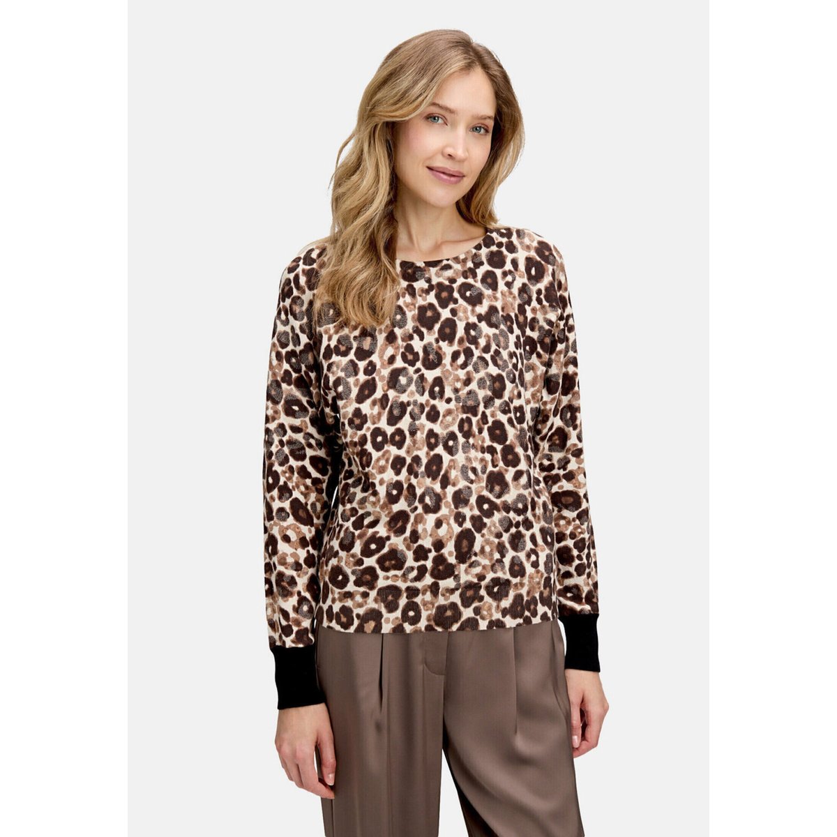 Pull-over en maille à motif jacquard taupe/beige, BETTY BARCLAY