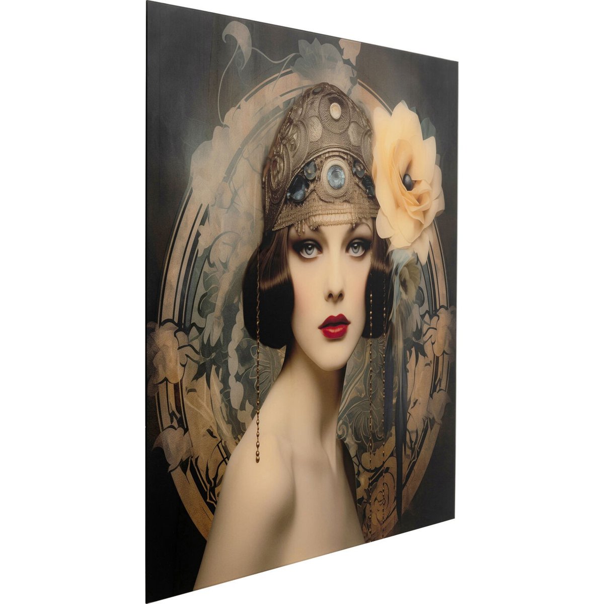 Tableau en verre carré femme rétro couleur unique, KARE DESIGN