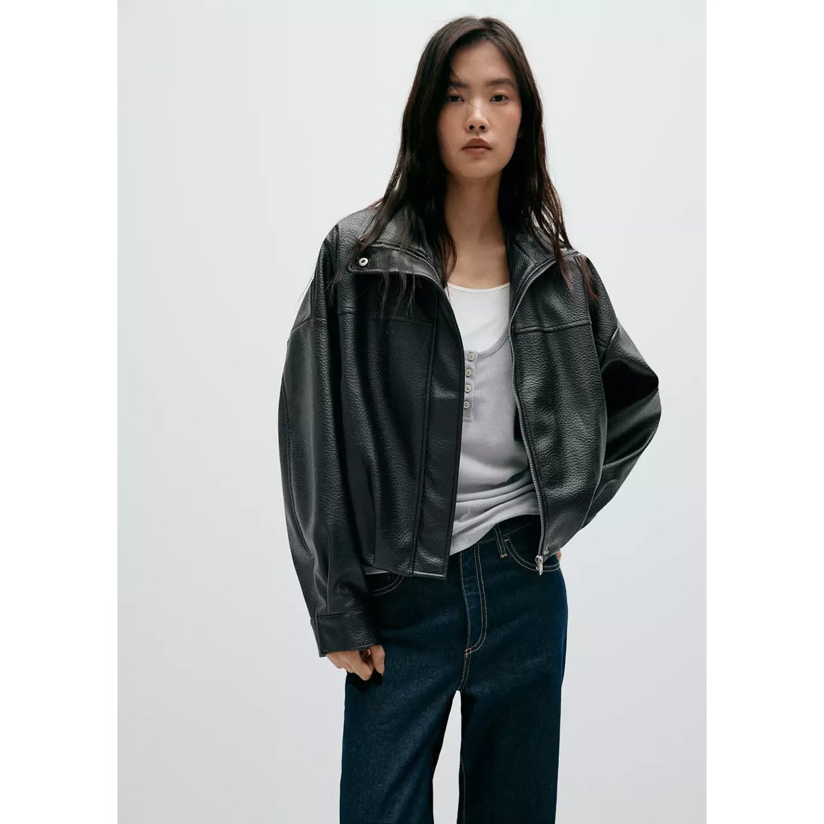 Veste belt noir, MANGO