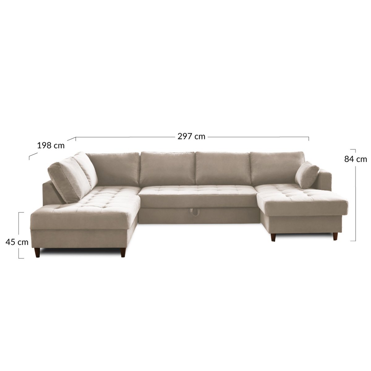 Canapé d'Angle Convertible 7 places - ANNA bleu canard, BEST MOBILIER