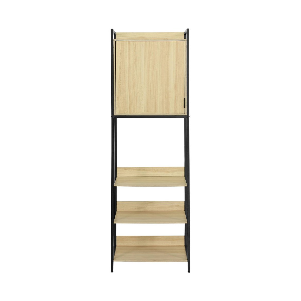 Module dressing décor bois et métal 5 étagères 1 porte CLEVER noir, SWEEEK