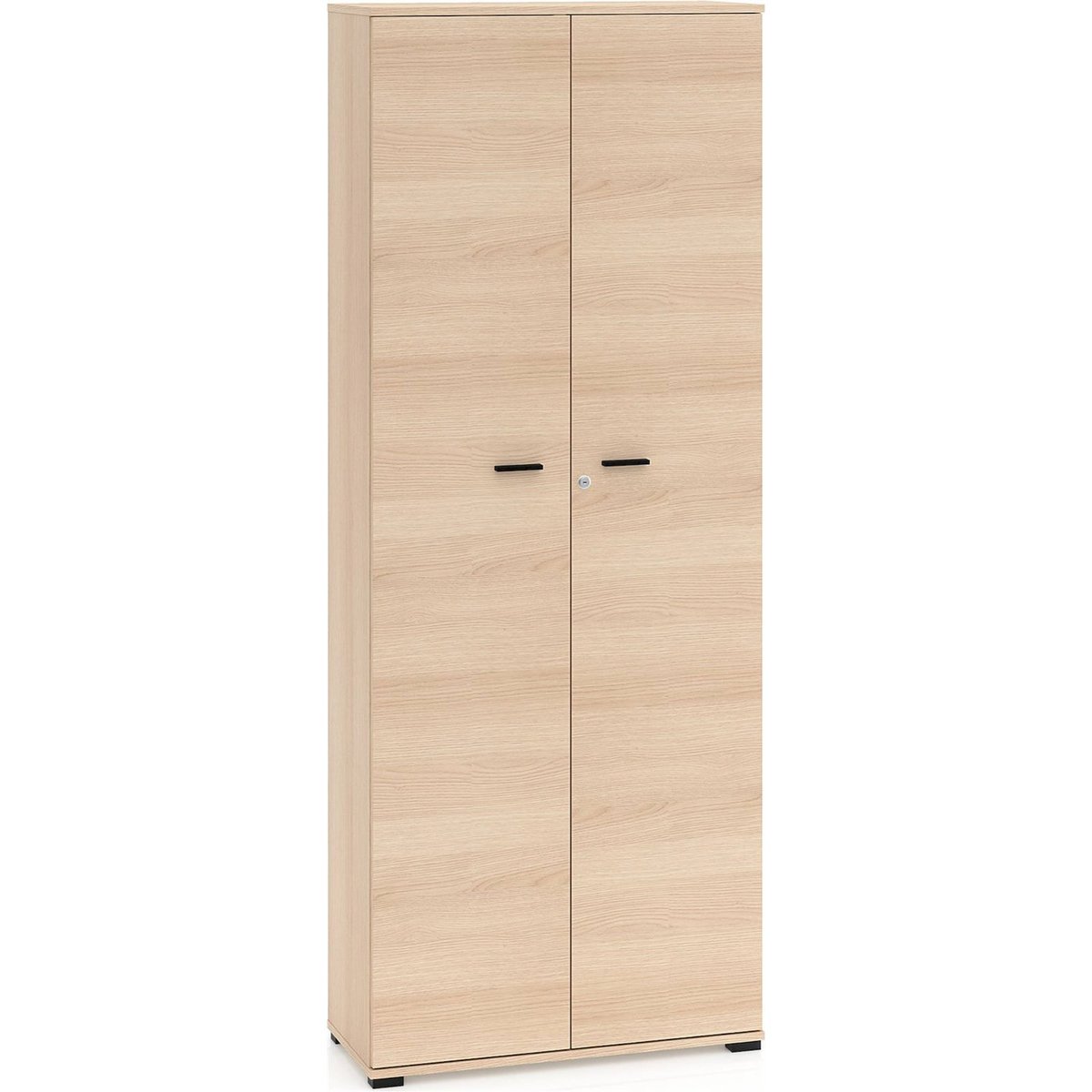 Armoire de bureau verrouillable ODELIS chêne lindberg et beige cachemire, RECOLLECTION
