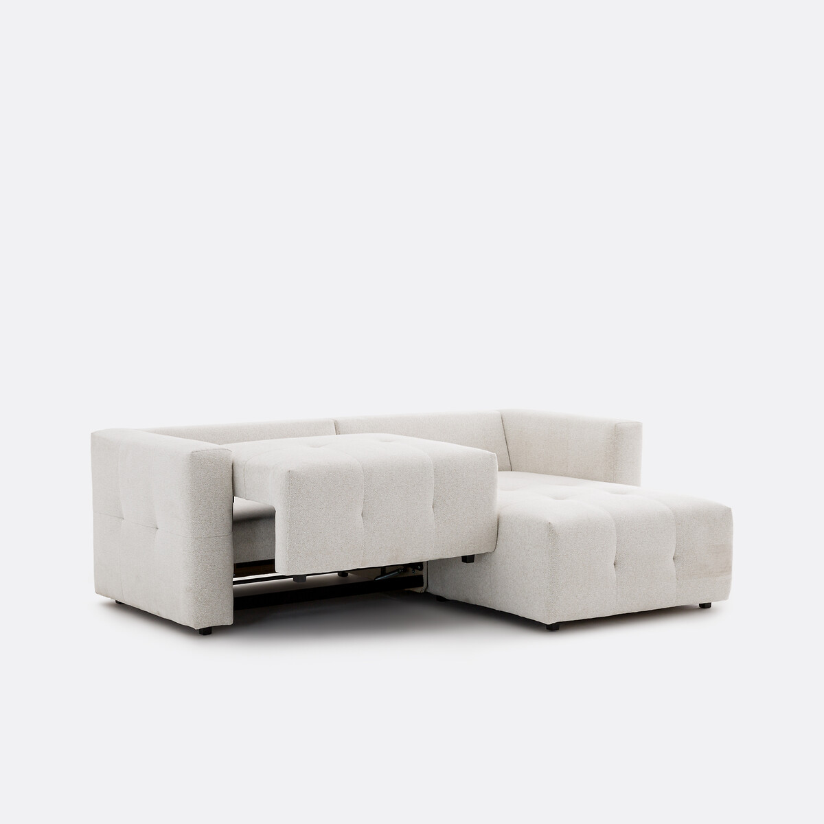 Umkehrbares Ecksofa, umwandelbar, 3-Sitzer, aus melierter Chenille, MASI ecru, LA REDOUTE INTERIEURS