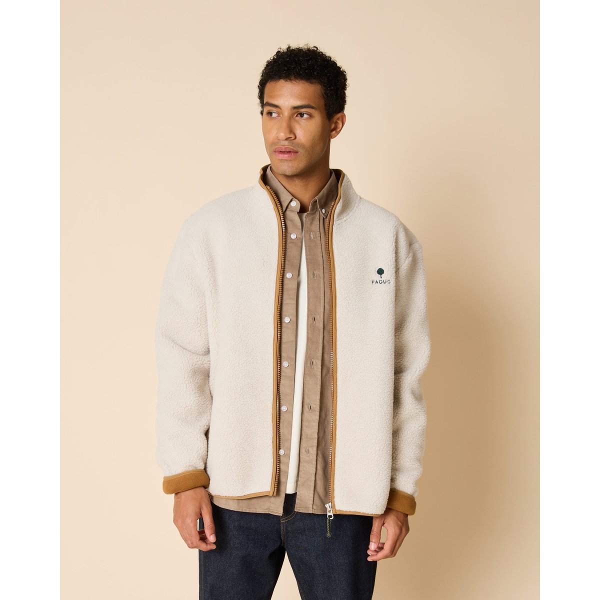Veste polaire en sherpa beige, FAGUO