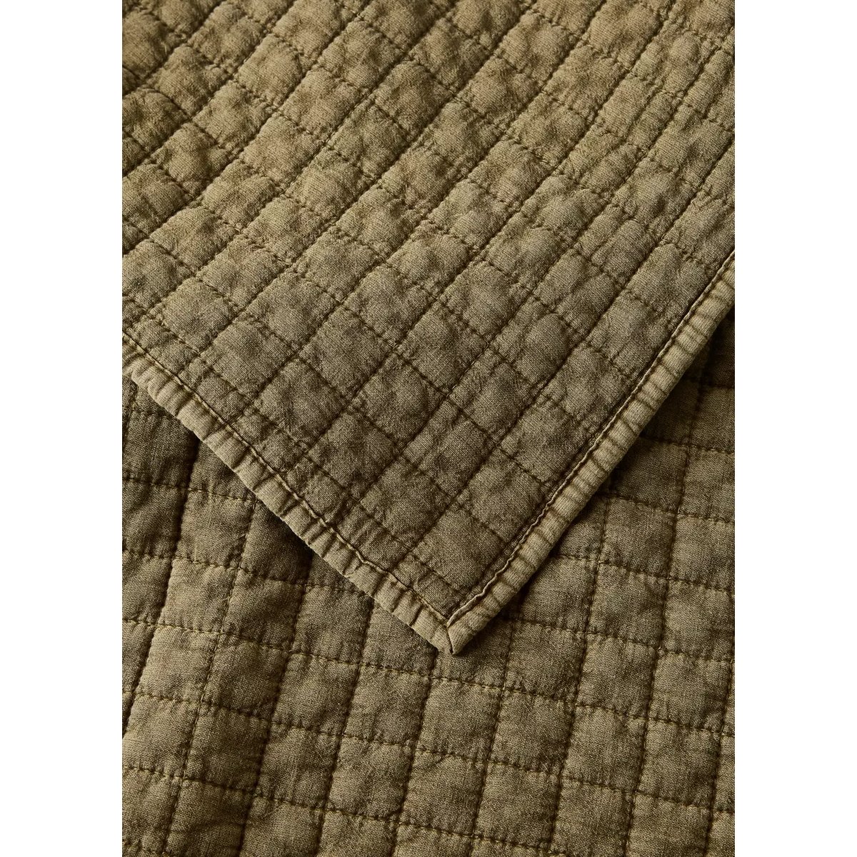 Couvre-lit coton garment-dyed carreaux lit 90/105 cm moutarde, MANGO HOME