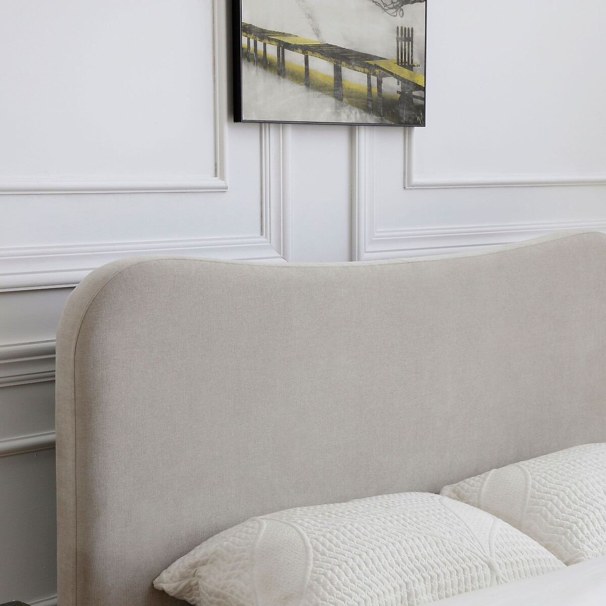 Lilo Chenille Bed in a Box with Curved Headboard natural, SO'HOME
