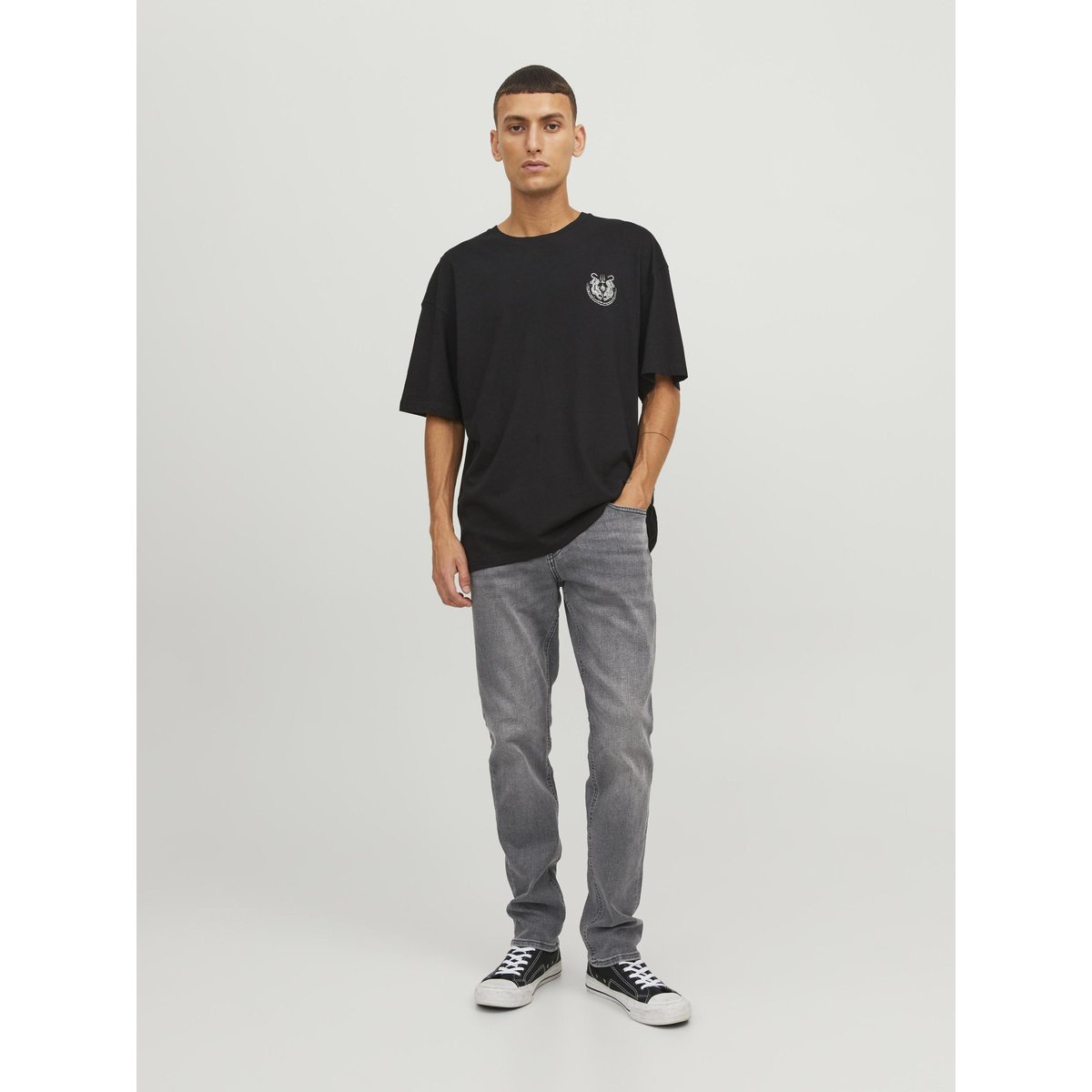 Jean slim stretch Glenn black denim, JACK & JONES