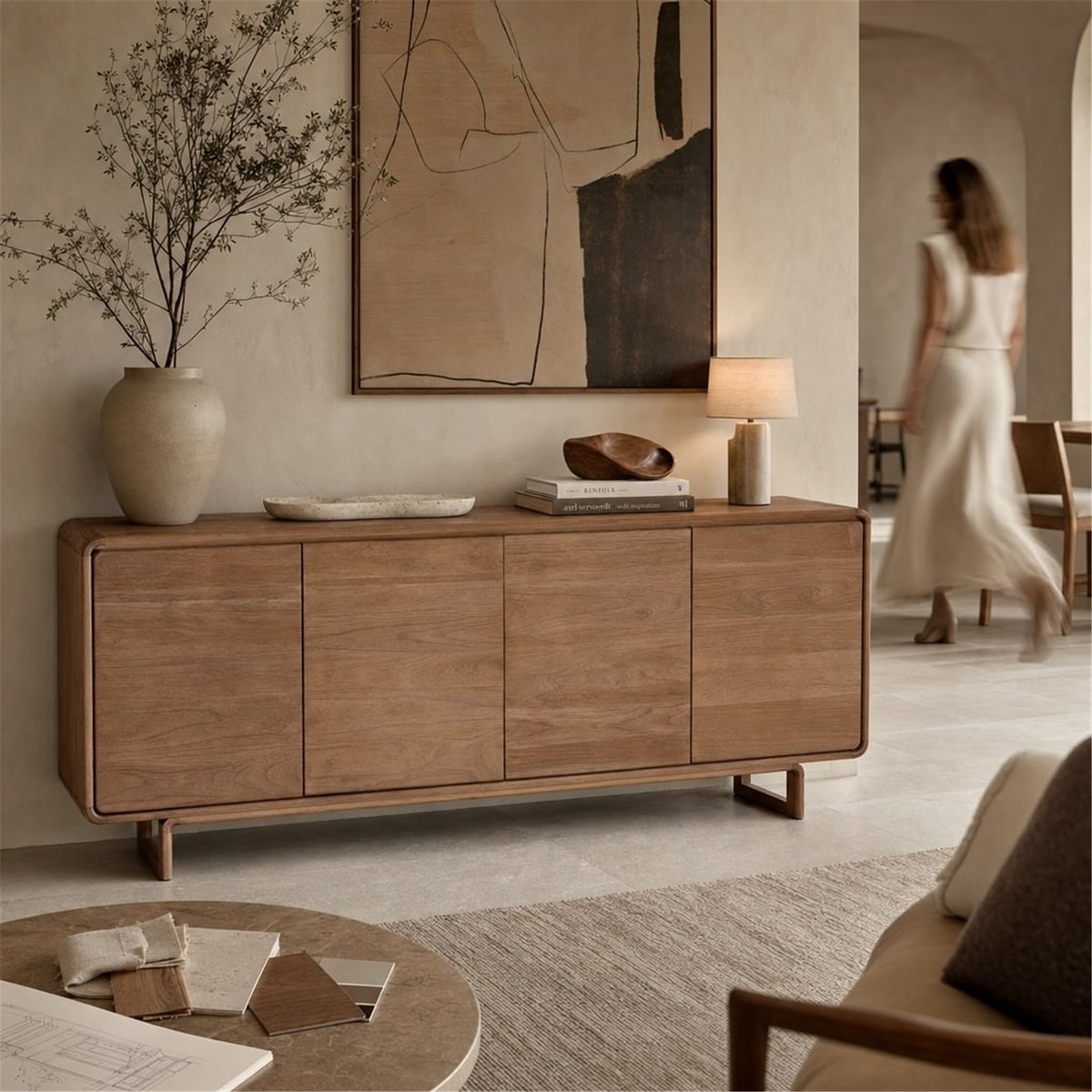 Buffet en bois d'orme massif marron antique, RECOLLECTION
