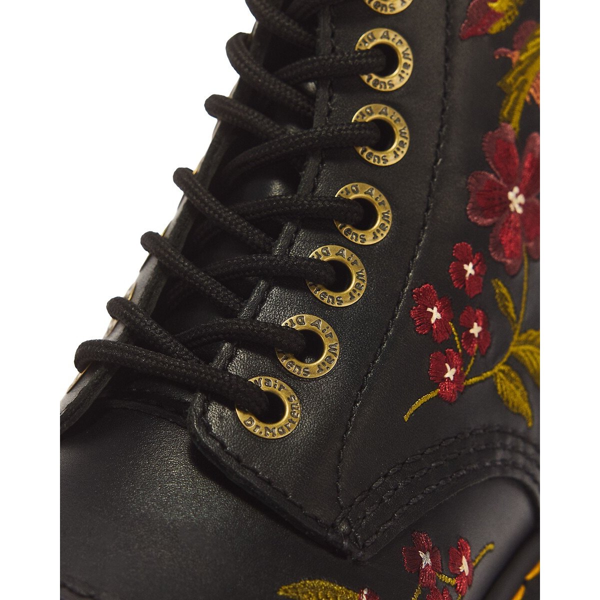 Stivali con zeppa Sinclair Floral in pelle Wanama nero , DR. MARTENS