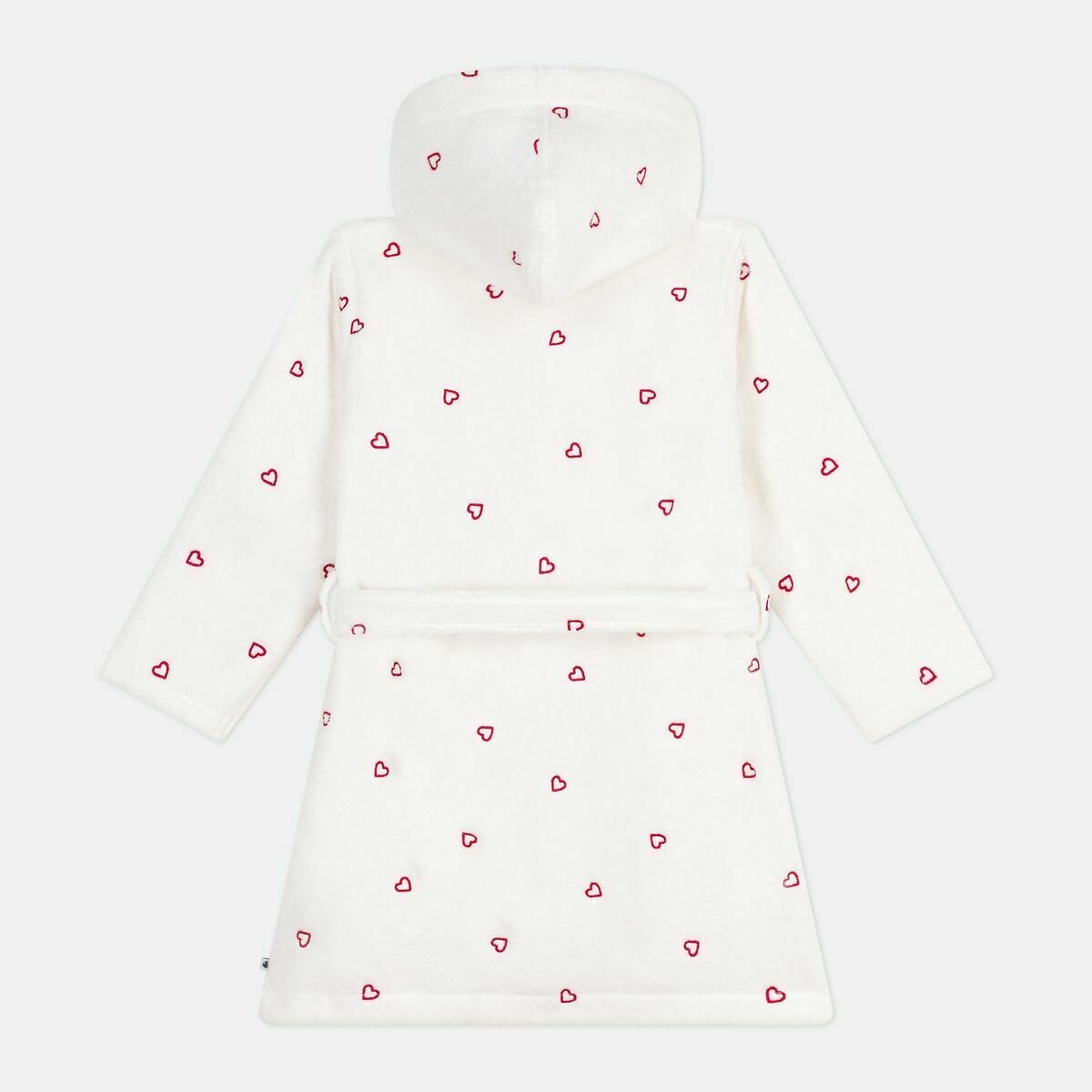 Kinderbademantel aus Baumwollfrottee mit gestickten Herzen motiv herz, PETIT BATEAU