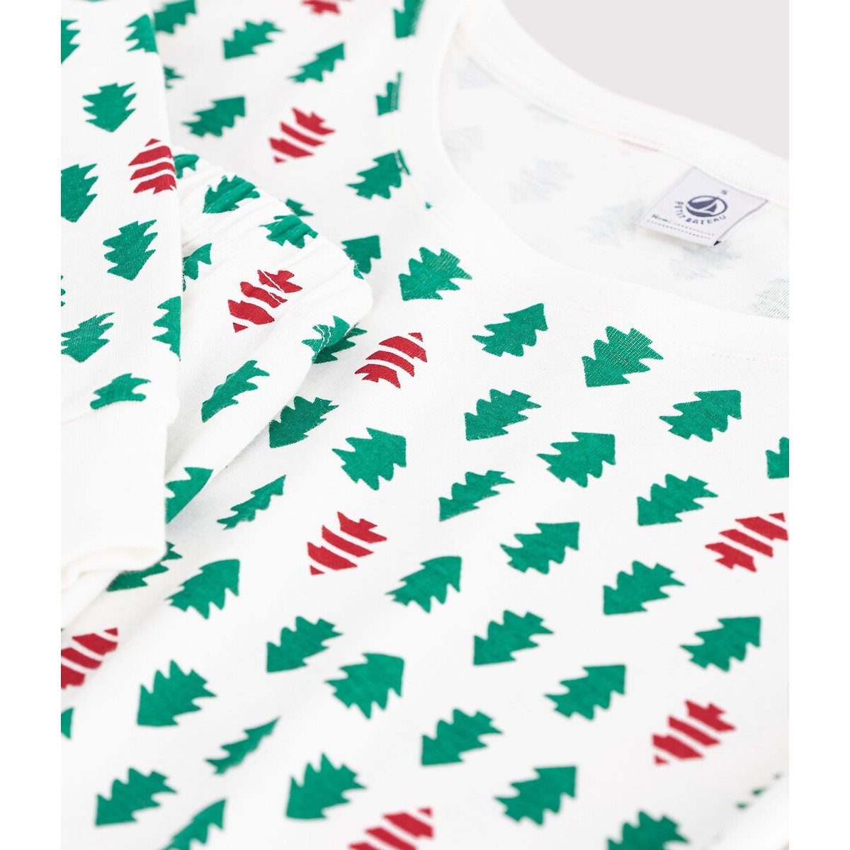 Christmas Print Cotton Pyjamas white/green/red, PETIT BATEAU