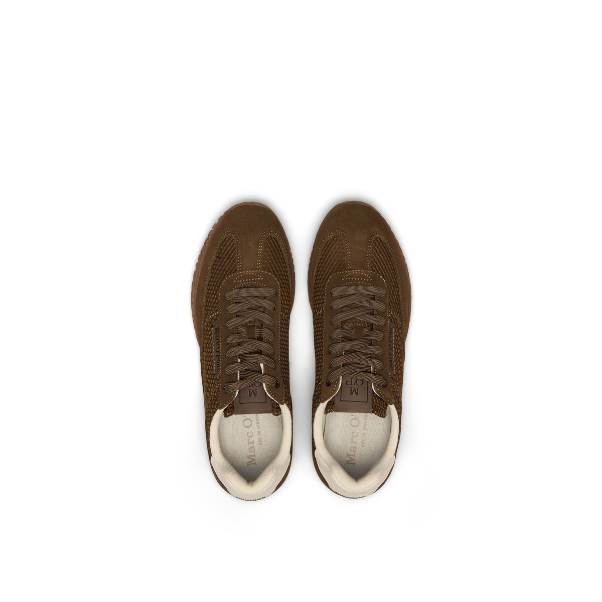Baskets Modèle Gustaf en cuir et polyester marron foncé, MARC O'POLO