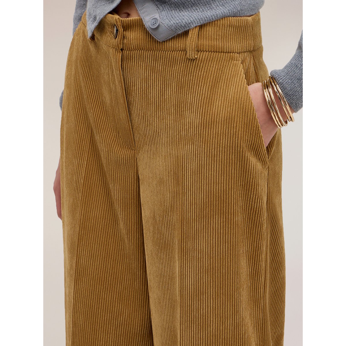 Pantalon palazzo côtelé jaune, MOTIVI