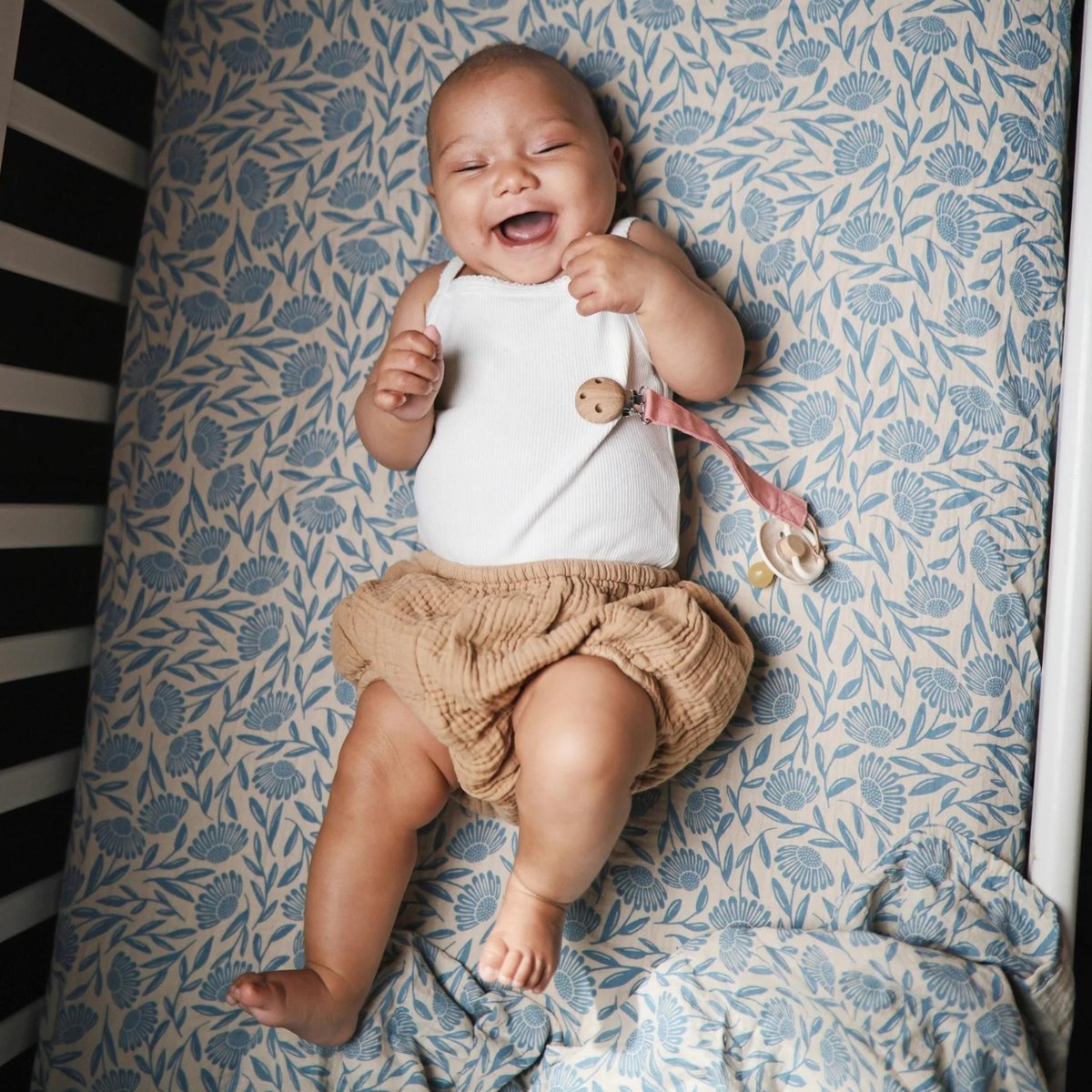 Maxi lange en coton bio blanc, bleu, MUSHIE