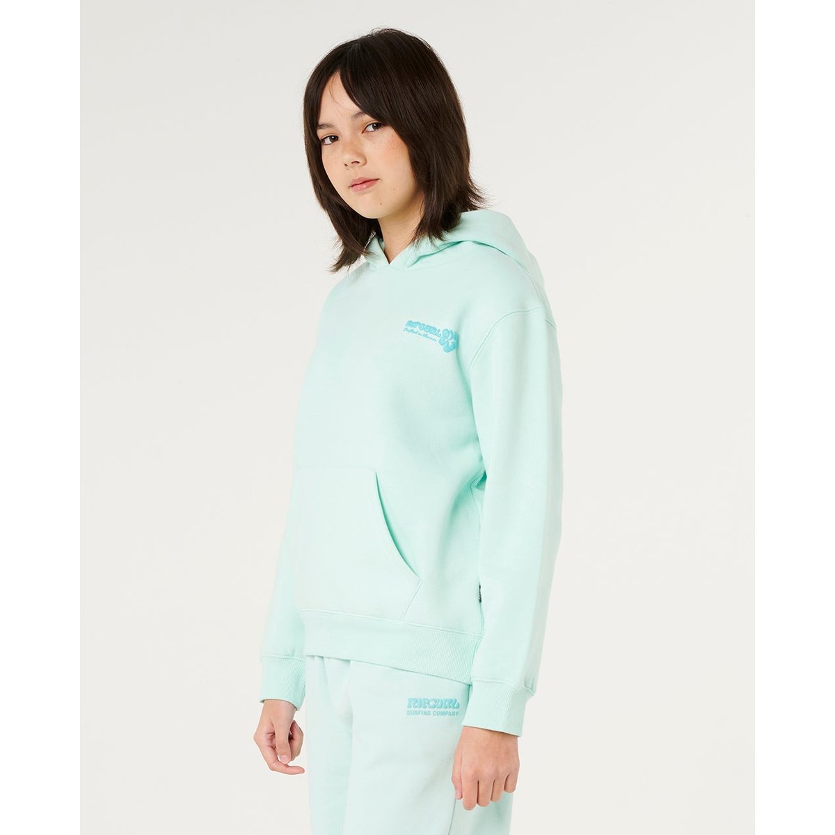 Sweat à capuche Hibiscus Heat Fille bleu mer clair, RIP CURL
