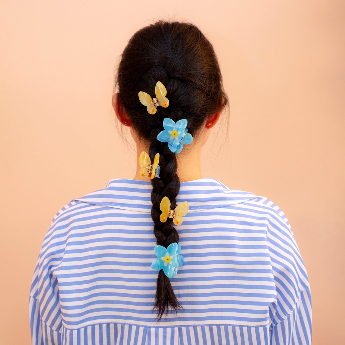 Pince à cheveux MYOSOTIS bleu et jaune, COUCOU SUZETTE