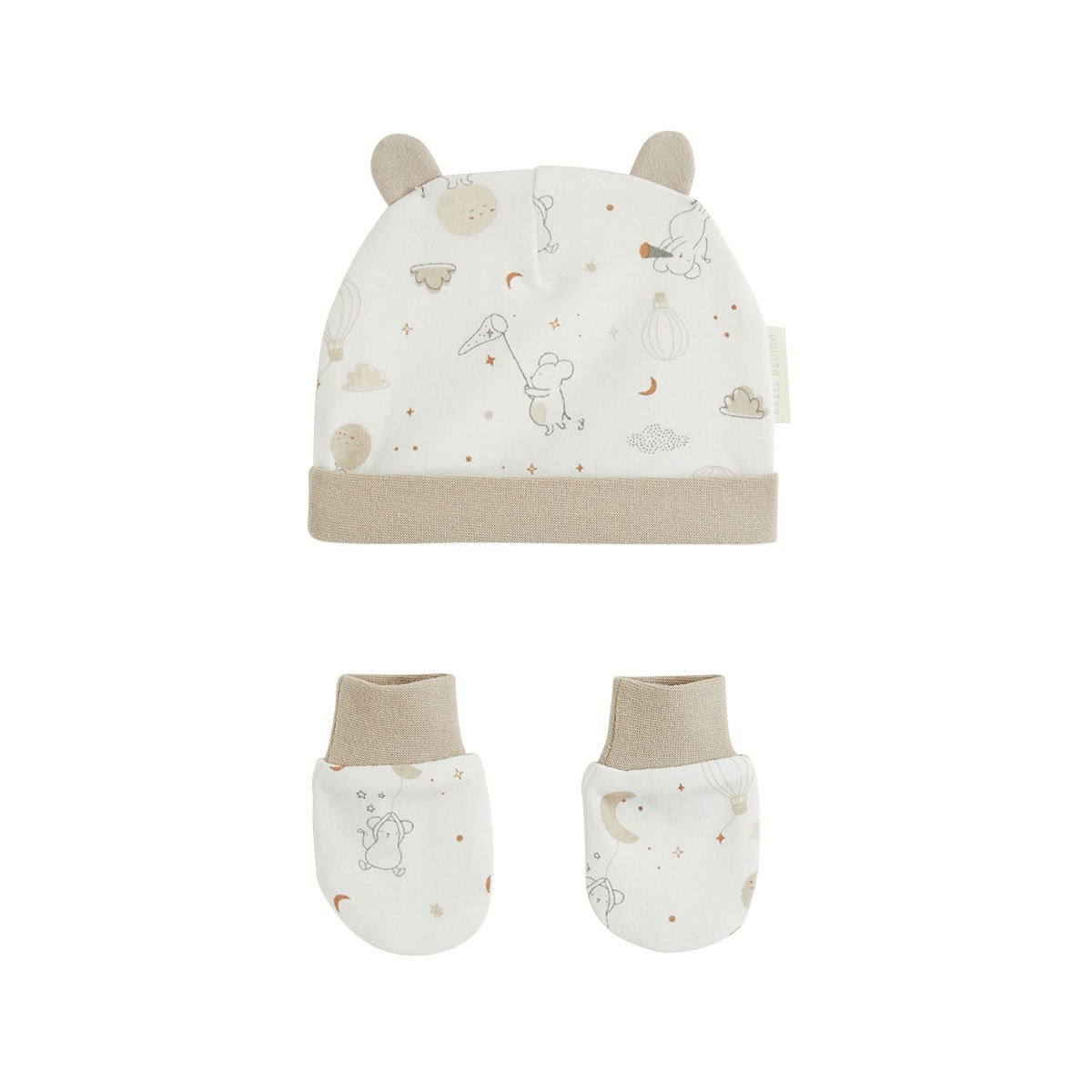 Bonnet bébé et moufles Eliah ecru, PETIT BEGUIN