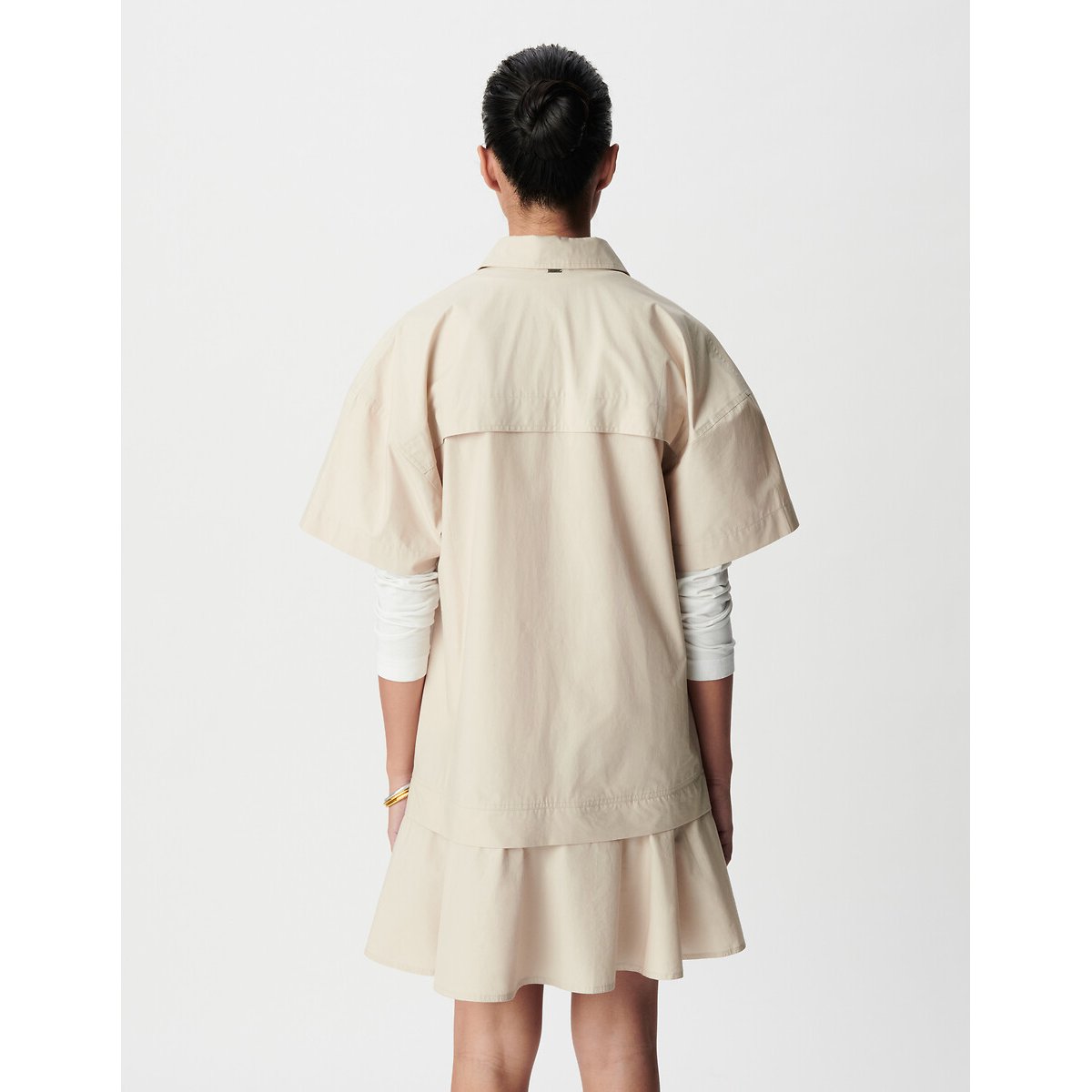 Kurzärmeliges, ausgestelltes Kleid mit Hemdkragen leinen, IKKS