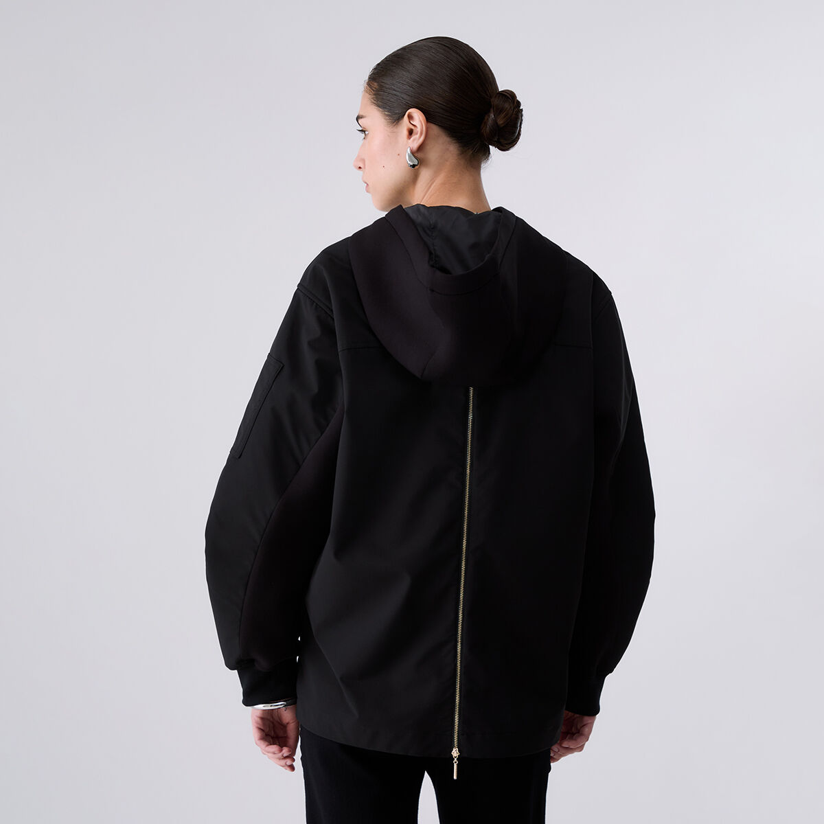 Blouson oversize avec capuche noir, LIU JO