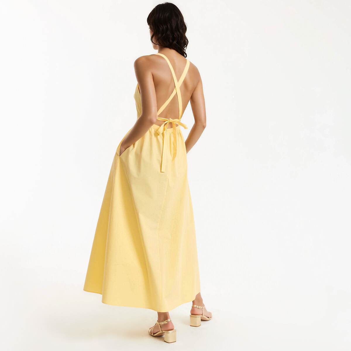 Maxi Dress with V-Neck Straps yellow, LA REDOUTE COLLECTIONS