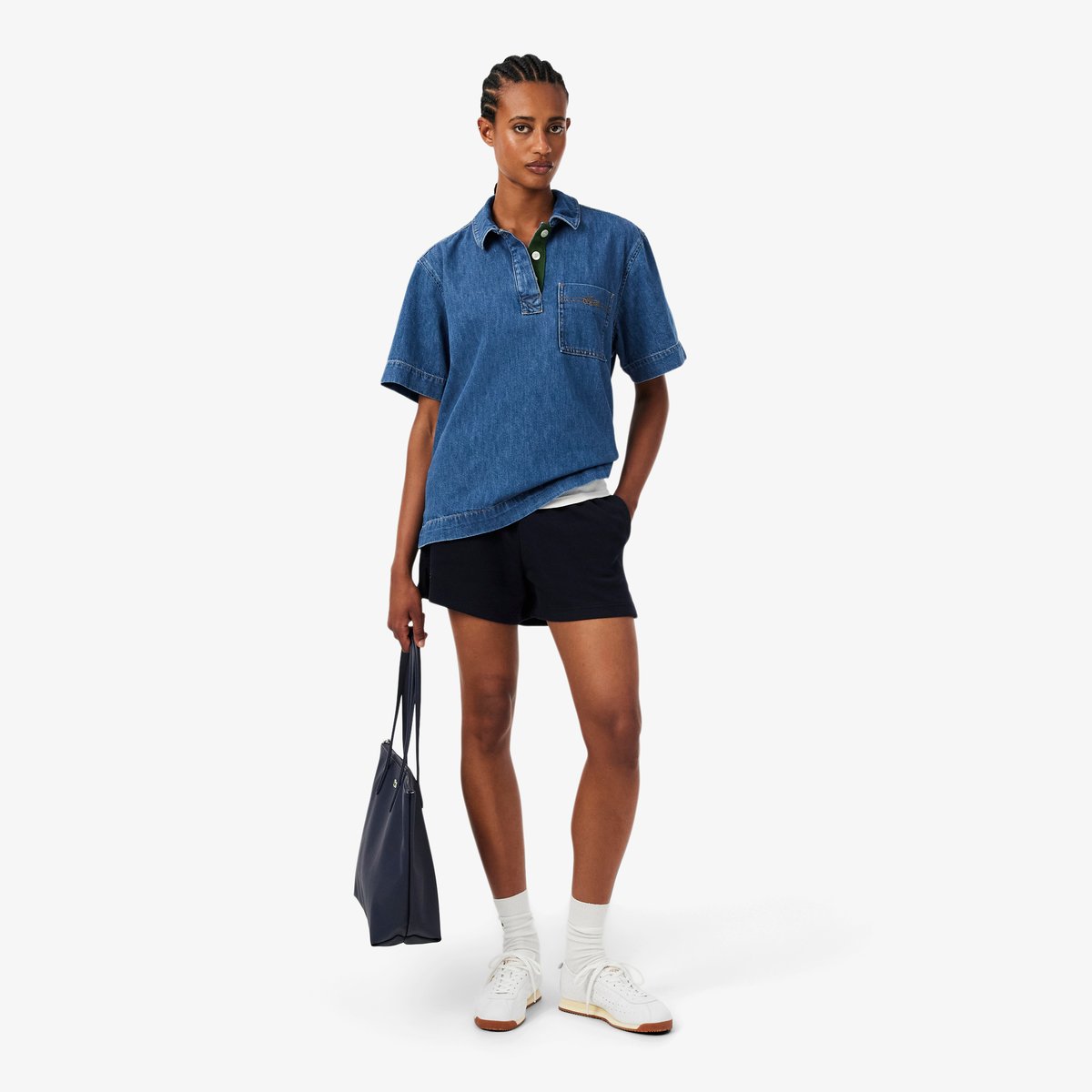 Polo oversize denim léger bleu-36l, LACOSTE
