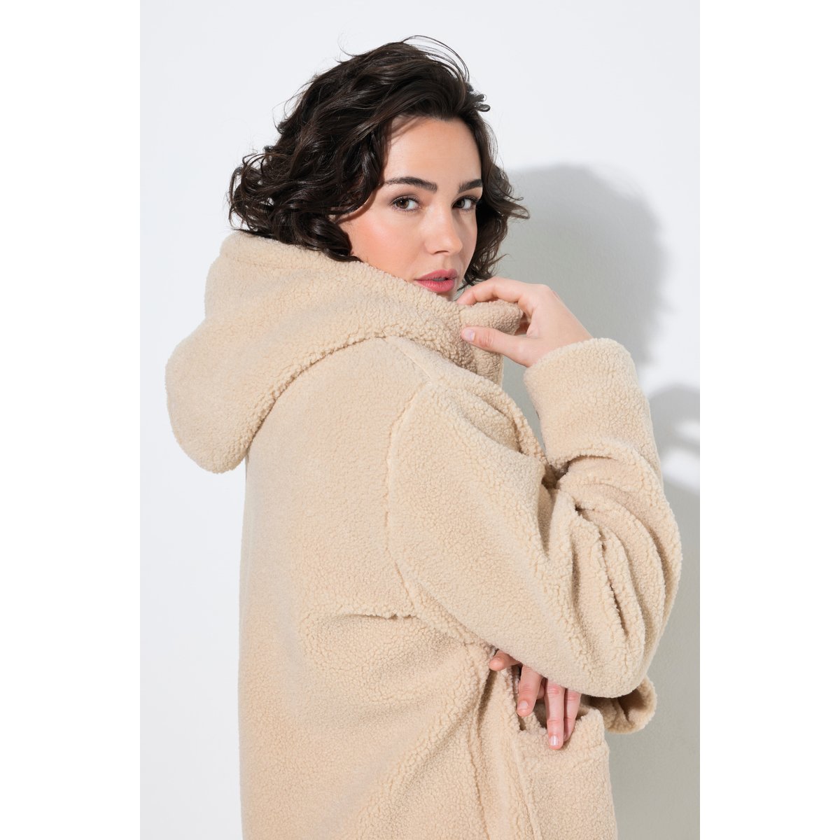 Veste en polaire bouclée, coupe évasée nature, ULLA POPKEN