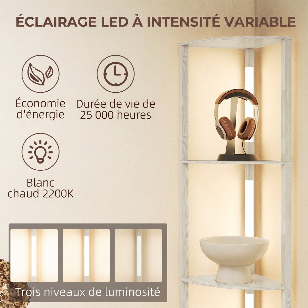 Lampadaire MDF Chêne chêne, HOMCOM