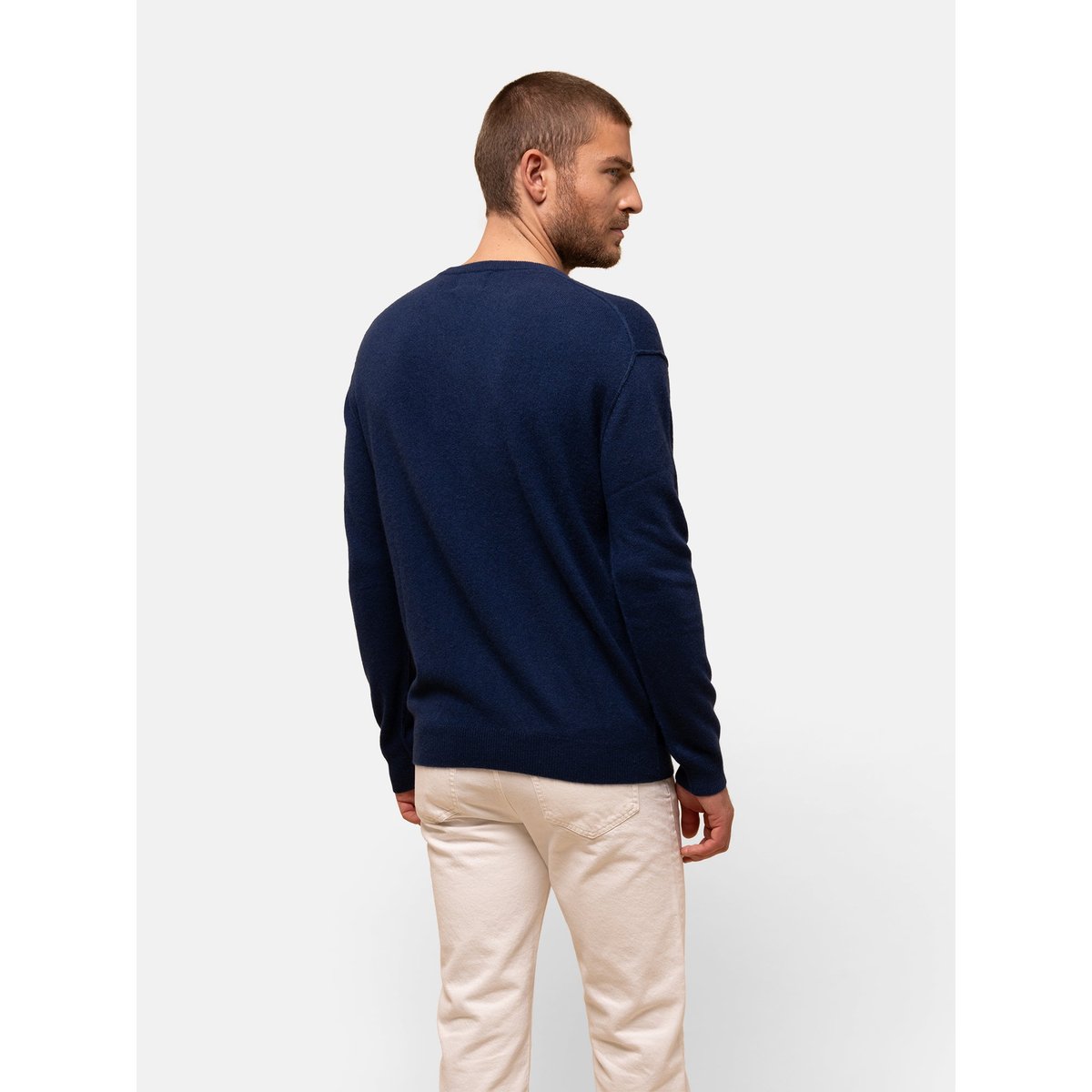 Pull Col Rond Minuit Noe bleu foncé, JUST CASHMERE
