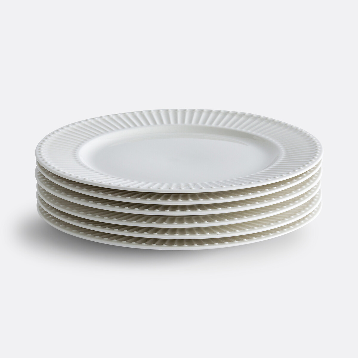 Lot de 6 assiettes plates en porcelaine, Jewely blanc, LA REDOUTE INTERIEURS