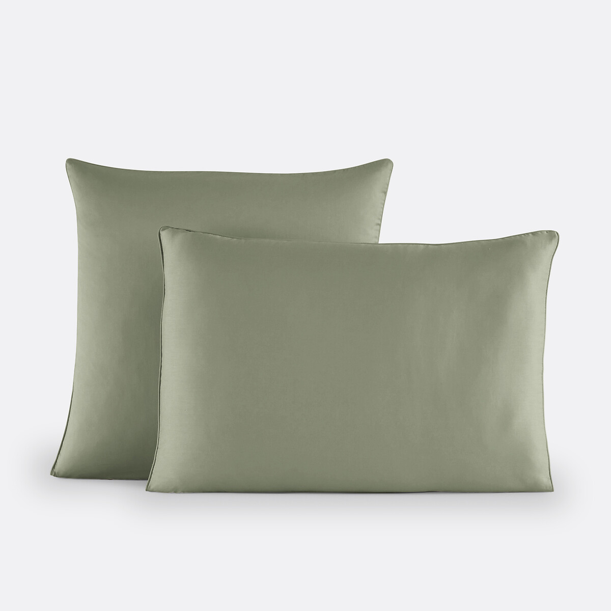 Taie d'oreiller en satin de coton, 153 fils, Opale eucalyptus, LA REDOUTE INTERIEURS