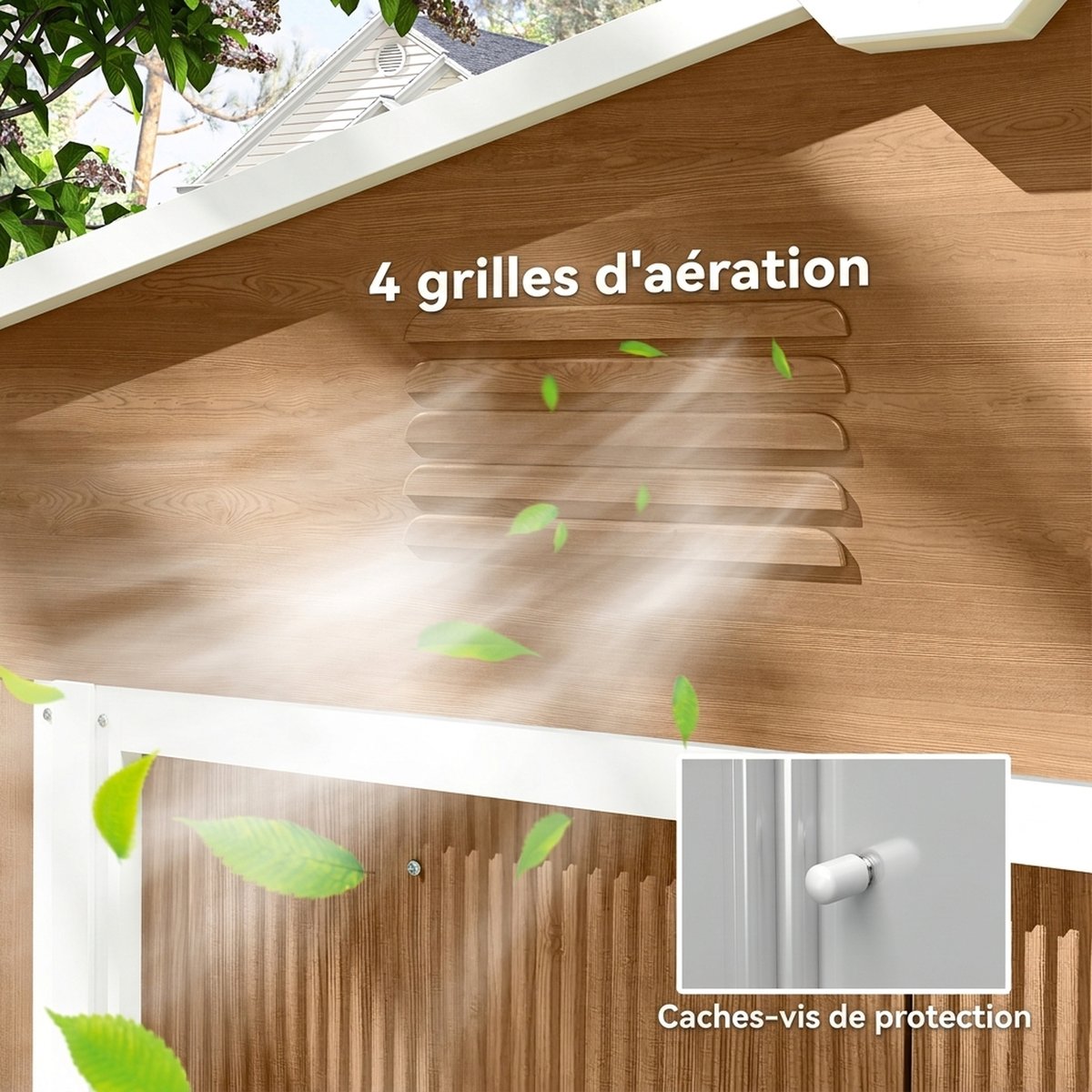 Abri de jardin Acier galvanisé Marron marron foncé effet bois, OUTSUNNY