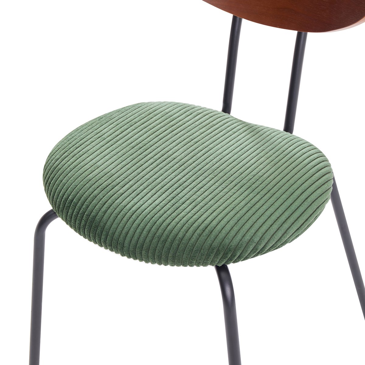 Lot de 2 chaises de salle à manger en bois, métal et velours côtelé, NIBE vert, NORDLYS