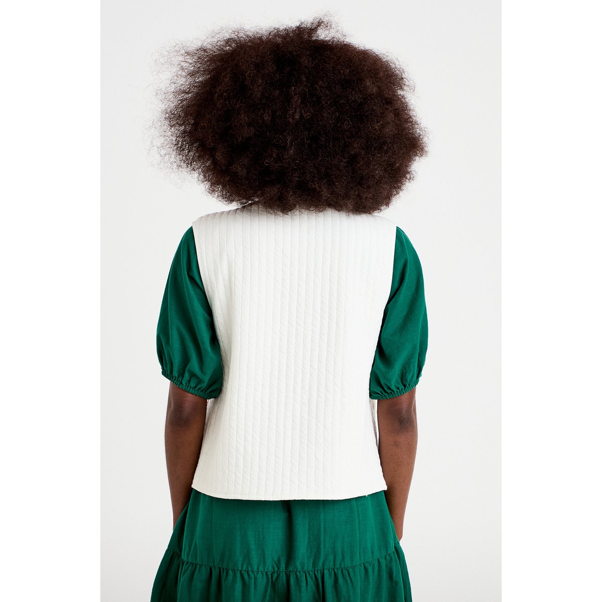 Gilet matelassé oversize sans manches ecru, CACHE CACHE