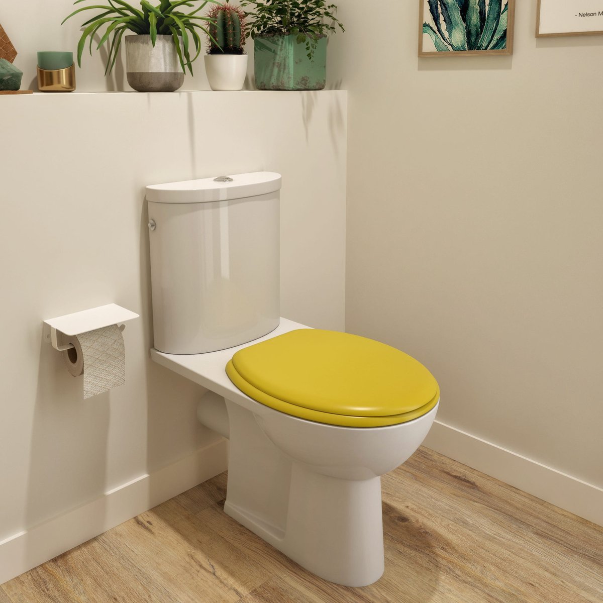 Abattant WC en bois compressé, POP jaune, SENSEA