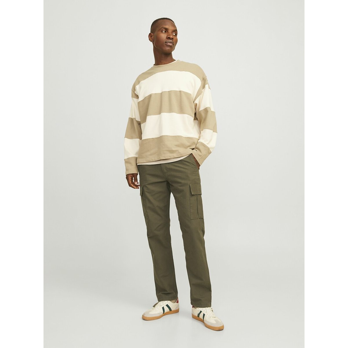 Pantaloni cargo con fondo stretto verde kaki, JACK & JONES