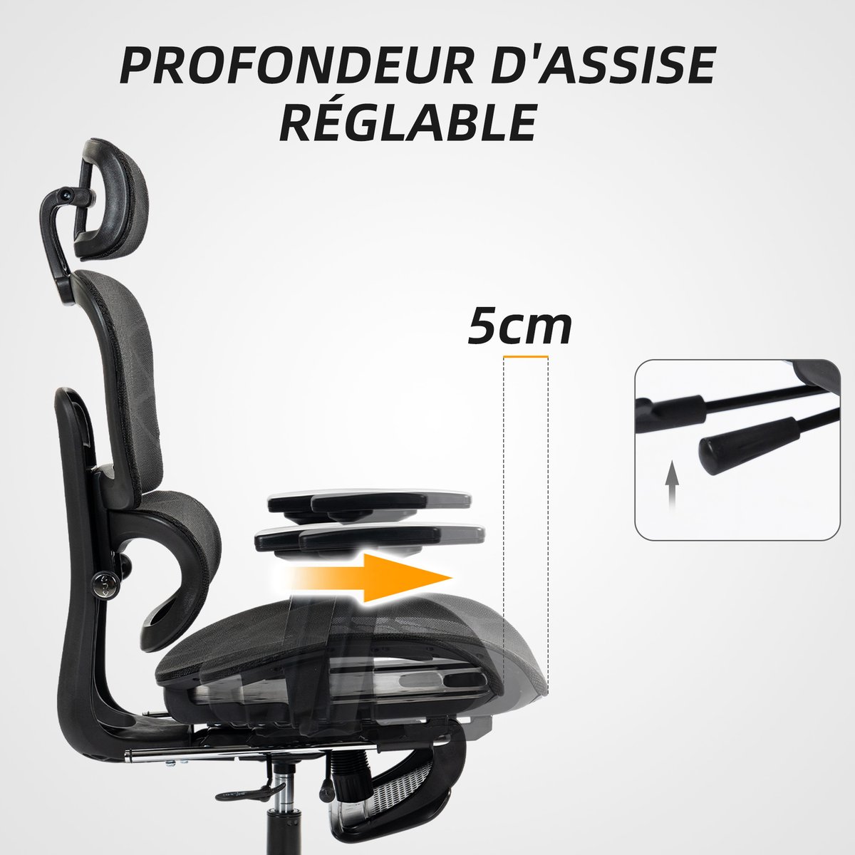 Chaise de bureau Maille (100 % polyester) noir, HOMCOM